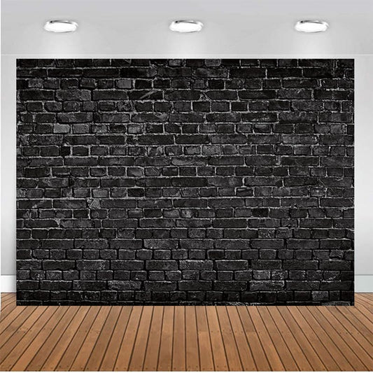 CHAIYA 7x5FT Black Brick Photography Backdrop - Baby Shower, Birthday Party Decoration - Newborn Baby Photoshoot Prop - size: 7′x5′