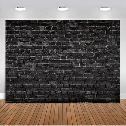 CHAIYA 8x6FT Black Brick Photography Backdrop Brick Backdrop Baby Shower Birthday Party Decoration Backdrop Newborn Baby Photoshoot Prop - size: 8′x6′