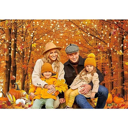 10x8FT Fall Photo Backdrop Maple Leaf Pumpkin for Photography Background Autumn Outdoor Party Decorations Fall Autumn Thanksgiving Day Photo Banner - size: 10x8ft