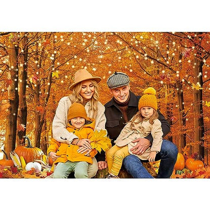 10x8FT Fall Photo Backdrop Maple Leaf Pumpkin for Photography Background Autumn Outdoor Party Decorations Fall Autumn Thanksgiving Day Photo Banner - size: 10x8ft