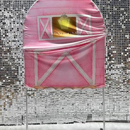 HUAYI Pink Farm Barn Arch Backdrop Cover, Polyester, 2.5ft * 6ft, Ideal for Baptism, Bridal Shower, Birthday, GX237 - color: Gx237-arch Cover, size: W2.5ft by H6ft (75cm by 180cm)
