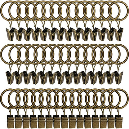 WeeksEight 44 Pack Bronze Curtain Rings with Clips, Curtain Hooks Hangers Clip Rings for Hanging Drapes Bows Hat, Drapery Rings 1 in I D, Fits up to 5/8 in Diameter Curtain Rod. - color: Bronze, size: 1" I D Set of 44