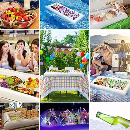 Jasonwell 3 PCS Inflatable Serving Bars Ice Buffet Salad Serving Trays Food Drink Holder Cooler Containers Indoor Outdoor BBQ Picnic Pool Party Supplies Luau Cooler w Drain Plug - style: 3 PCS