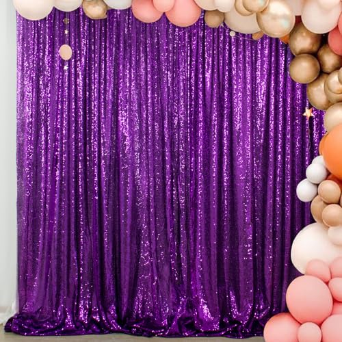 ShinyBeauty 5x7FT Purple Sequin Backdrop Curtain | Photo Booth Background for Weddings & Baby Showers | Party Decor with Glitter Texture - color: Purple, size: 5FTx7FT