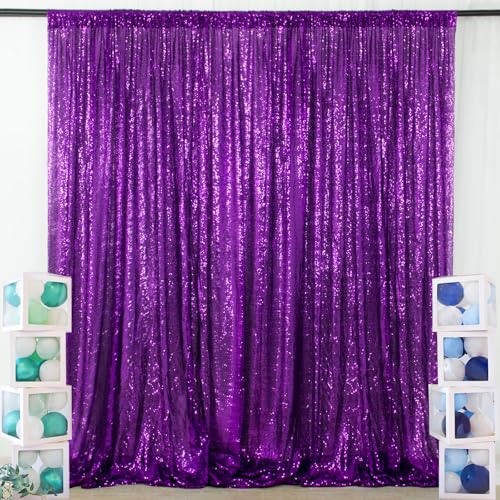 ShinyBeauty 5x7FT Purple Sequin Backdrop Curtain | Photo Booth Background for Weddings & Baby Showers | Party Decor with Glitter Texture - color: Purple, size: 5FTx7FT