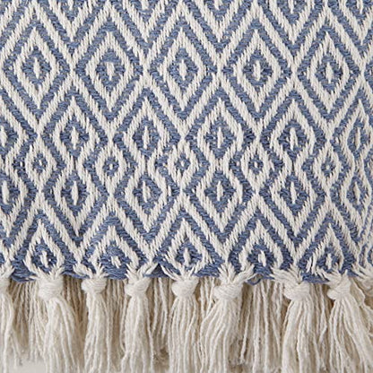 DII Rustic Farmhouse Double Diamond Woven Throw, 50x60, Stonewash Blue - color: Stonewash Blue