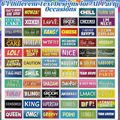 AceOrbit 64 Designs Funny Photo Booth Prop for All Occasion Double Sided 11x5.5'' Photobooth Props Sign Decor DIY Waterproof Selfie Sign for Wedding Graduate Birthday Party Supplies(Classic Style) - style: Classic Style