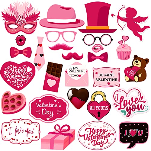 KatchOn, Pink Valentines Day Decorations Photo Booth Props- Pack of 28 | Valentines Day Photo Props, Valentine Day Decorations | Valentine Photo Booth Props, Valentine Day Props, Pink Valentine Decor - color: Pink