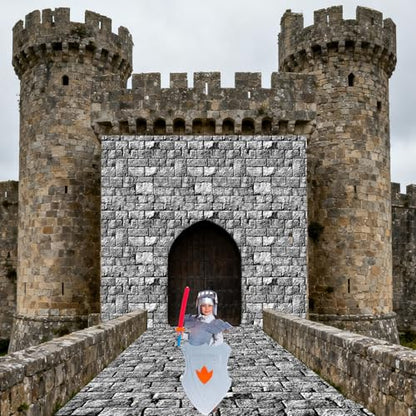 party greeting Stone Wall Tablecloth Roll 200FT x 51 Inch Disposable Brick Stone Plastic Table Covers Roll Castle Wall Backdrop for Halloween Western Birthday Medieval Party Decoration Favors Supplies