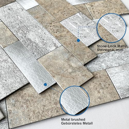 MOFIT Backsplash Tile for Kitchen Peel and Stick Stone Matte Finish,Bathroom Tiles Stickers 3D Wall Panel Linear Mosaic Marble Backsplash Waterproof(10sheets,Castle Brown) - color: Castle Brown, size: 10sheets