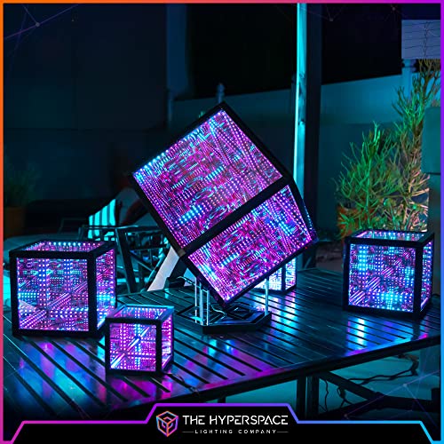 HyperStand for HyperCube Infinity Cube LED Light - 12.5-Inch Display Stand with Solid Bamboo Base, Stainless Steel Metal Rods & Laser-Etched Acrylic Hyper-Mirror - Fits Both HyperCube10 & HyperCube15