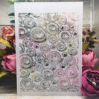 TIAMECH A4 Reusable Annual Ring Stencil for Painting - Tree Annual Ring Texture Layering Template, DIY Wall Art, Wood Furniture, Scrapbook & Crafts (8.3x11.7inch) - style: Annual Ring