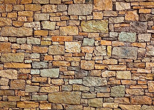 12x8ft Fabric Brick Stone Wall Photography Backdrop Retro Rustic Countryside Grunge Rock Texture Background Stage Theatre Play Cosplay Birthday Decoration Portraits Photo Shoot Props - size: 12x8FT