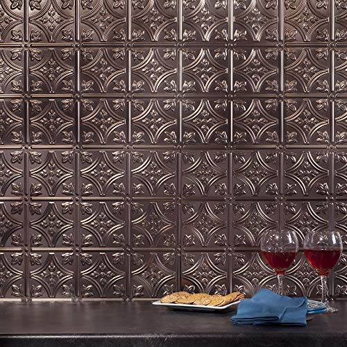 FASÄDE Traditional Style/Pattern 1 Decorative Vinyl 18in x 24in Backsplash Panel in Brushed Nickel (5 Pack) - color: Brushed Nickel, size: 5 Pack