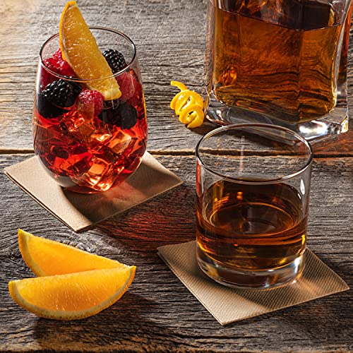 AMERICAN HOMESTEAD Sand Cocktail Napkins - Premium 4.75"x4.75" Disposable Linen-Like Beverage Napkins - Bulk Square Party Bar Serviettes for Weddings, Parties, Events, and Everyday Use - 100 Count - color: Sand, size: 4.75 x 4.75