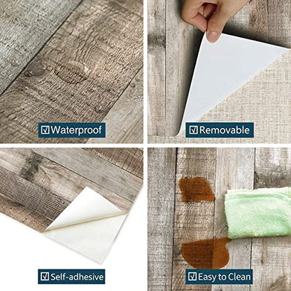 Livebor Light Gray Wood Contact Paper Peel and Stick Wallpaper 17.7”x 120” Wood Wallpaper Peel and Stick Shiplap Contact Paper Wood Plank Self Adhesive Wallpaper Distressed Wood Wall Paper - color: Light Gray, size: 17.7" x 120"