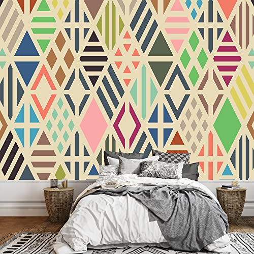 wall26 - Rhombuses Seamless Pattern. Geometric Background. - Removable Wall Mural | Self-Adhesive Large Wallpaper - 66x96 inches - color: Artwork - C772, size: 66" x 66"