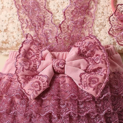 Ylsteed Newborn Photography Outfits - Girl Props Lace Romper Baby Photo Shoot Outfits Girls Photo Props (Strap Style - Purple) - color: Purple