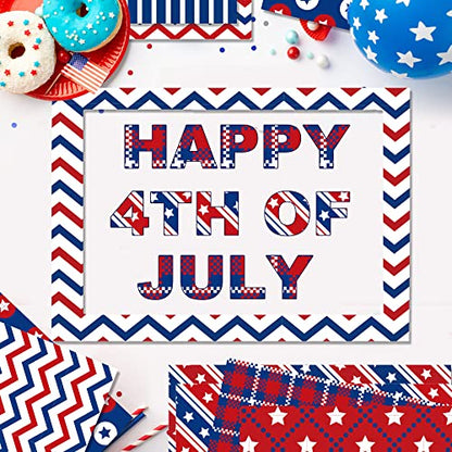 VIVIQUEN Patriotic American Flag Double-Sided Paper, 12 Inches, American National Day Textured Scrapbook Paper Craft Paper for DIY Background Card Making Scrapbook Photo Album Decorations, 24 Packs