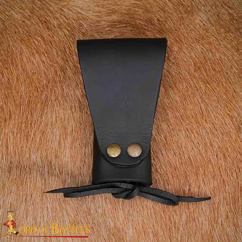 Lord of Battles Medieval Genuine Leather Axe Frog | Axe Holster with Belt Loop | Waist Holder for Axes, Tools - color: Dagger Holster - Black