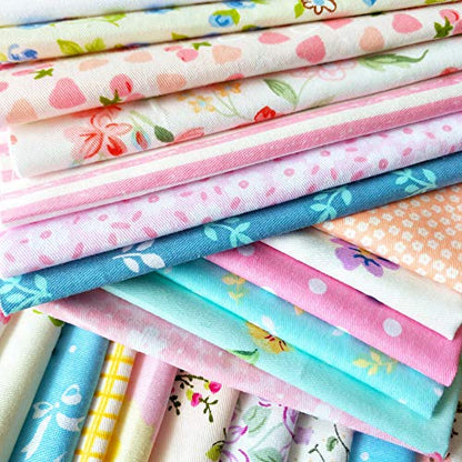 flic-flac 50pcs 12 x 12 inches (30cmx30cm) Cotton Fabric Squares Quilting Sewing Floral Precut Fabric Square Sheets for Craft Patchwork - size: 50pcs 30cm*30cm