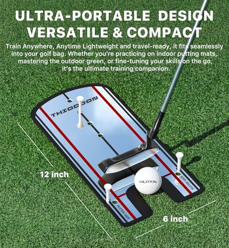 THIODOON Golf Putting Mirror - 3mm Ultra-Thin Alignment Putting Training Aid for Correcting Eye & Shoulder Position | Anti-Scratch Acrylic Surface with Portable Carry Bag for Home & Green Practice