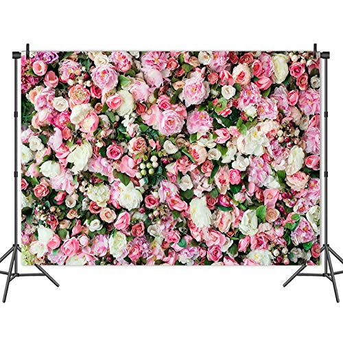 Spring Pink Rose Flower Theme Photography Backdrops 7X5ft Pink Floral Newborn Kids Wedding Bridal Shower Photo Background Anniversary Ceremony Couple Props