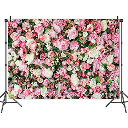 Spring Pink Rose Flower Theme Photography Backdrops 7X5ft Pink Floral Newborn Kids Wedding Bridal Shower Photo Background Anniversary Ceremony Couple Props