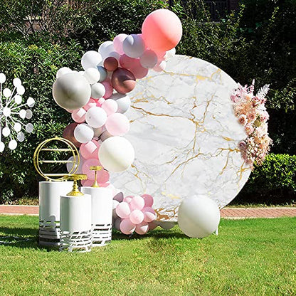 Yeele 6x6ft Grey Gold Marble Texture Round Backdrop Normcore Polyester Photography Background for Themed Birthday Wedding Bridal Shower Baby Shower Banner Anniversary Events Activities Photo Props - size: 6x6ft-Diameter