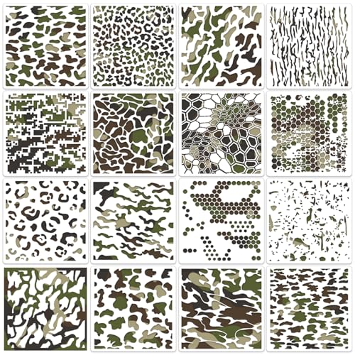 Camo Stencil for Spray Paint 6inch Camo Paint Stencils Camouflage Stencils Templates for Painting on Wood Canvas Furniture Wall - style: Camo