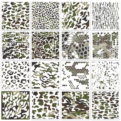 Camo Stencil for Spray Paint 6inch Camo Paint Stencils Camouflage Stencils Templates for Painting on Wood Canvas Furniture Wall - style: Camo