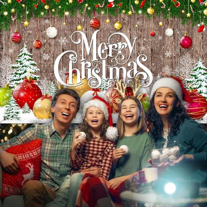 Irenare Christmas Backdrop Merry Christmas Banner Party Decoration Xmas Photography Background Photo Props for Winter Holiday New Year Eve Family Party Decoration Supplies(Large Xmas Ball) - style: Large Xmas Ball