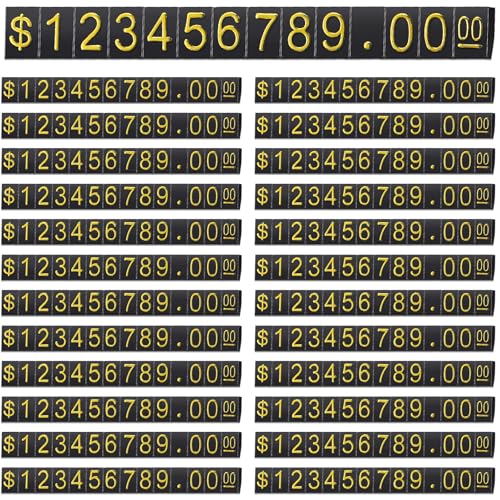 Vicenpal 100 Sets Price Display Cube Number Letter Price Tag Cube Blocks Adjustable Counter Stand Label for Retail, Jewelry, and Shop Pricing(Black with Gold) - color: Black With Gold