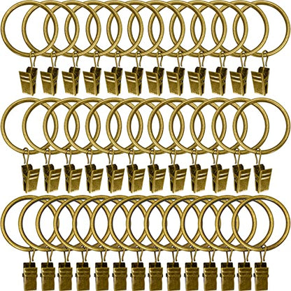 WeeksEight 40 Pack Bronze Curtain Rings with Clips, Curtain Hooks Hangers Clip Rings for Hanging Drapes Bows Hat, Drapery Rings 1.5 in I D, Fits up to 1.2 in Diameter Curtain Rod. - color: Bronze, size: 1.5" I D Set of 40