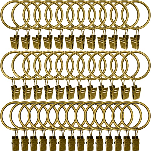 WeeksEight 40 Pack Bronze Curtain Rings with Clips, Curtain Hooks Hangers Clip Rings for Hanging Drapes Bows Hat, Drapery Rings 1.5 in I D, Fits up to 1.2 in Diameter Curtain Rod. - color: Bronze, size: 1.5" I D Set of 40