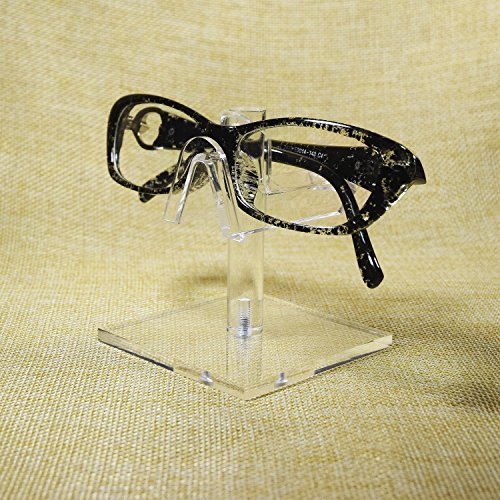 MOOCA 3 Pieces Set Premium Acrylic Eyeglasses Frame Riser Display Stand, Sunglasses Rack, Sunglass Organizer, Eyeglass Holder, Acrylic Eyewear Display, Single Frame for Each Holder - color: clear