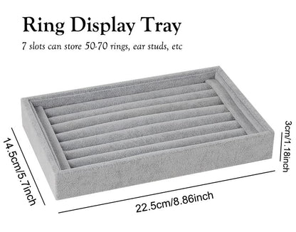 AKOAK 1 Pack Jewelry Display Tray Wooden Flannel Dresser Ring Earring Bracelet Watch Storage Case Portable Display Rack (gray) - color: gray