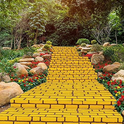 Chuangdi 3 Pieces 4.5 x 9 Feet Yellow Brick Costume Wizard Backdrop Princess Decorations Decal Wall Backdrop Brick Wallpaper for Halloween Wizard Princess Cosplay Decorations Supplies