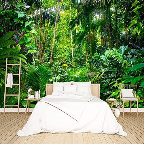 Tropical Rainforest Botanical Wallpaper Bedroom Green Leaf Plant murals Aesthetic Room Decor Living Room tv Background Large Wall Mural - 91"x65" Not Peel and Stick - color: B033, size: 91"x65"