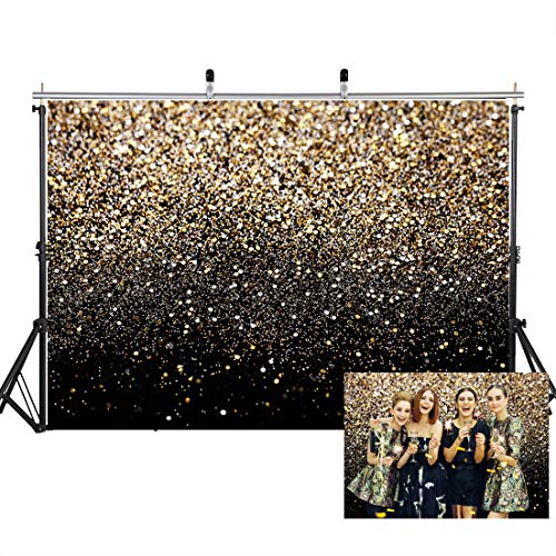 Black and Gold Backdrop Gold Spots Backdrop Vinyl Photography Backdrop Vintage Background for Family Birthday Party Newborn Studio Props 11547(7x5FT) - size: 7x5FT