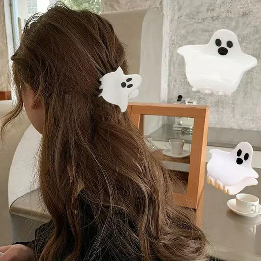 2 Pack Halloween Claw Clips, Pumpkin and Ghost Hair Claw Clips for Costume Cosplay Hair Barrettes Clamps, Cute Hair Accessories for Women (Halloween A) - color: L
