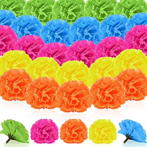 Syhood 50 Pcs Mexican Marigold Flower Bulk Decorations Flores Artificiales Fiesta Party Decorations for Mexican Backdrop Party Floral with Stems DIY Marigold Garland - color: Mixed Colors