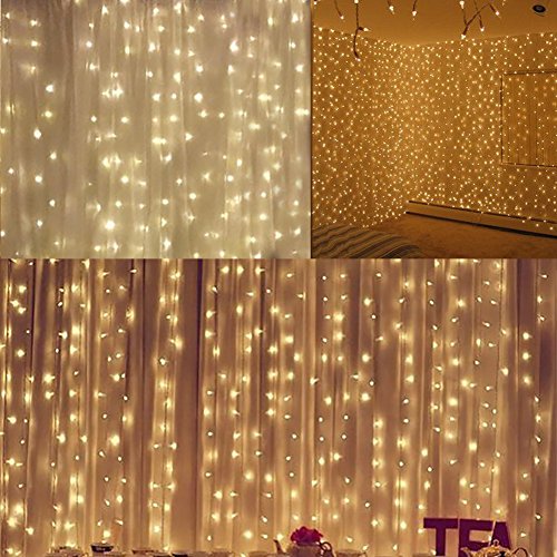 Twinkle Star 600 LED Window Curtain String Light for Wedding Party Home Garden Bedroom Outdoor Indoor Wall, Warm White - size: 600 LED