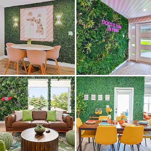 3rd Street Inn Greenery Panel - Artificial Hedge Wall - Fake Plant Wall Backdrop - Privacy Screen - Interlocking Panels - Indoor Outdoor Décor (12, Coastal Haven Mix) - color: Coastal Haven Succulent Mix