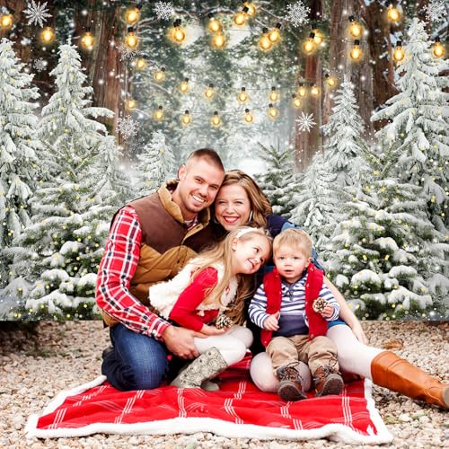 Avezano Winter Forest Backdrop Wonderland Snowflake Backdrop Snowy Christmas Tree Photography Background Winter Christmas Holiday Party Decorations Photo Booth Props (8x6ft) - size: 8x6ft