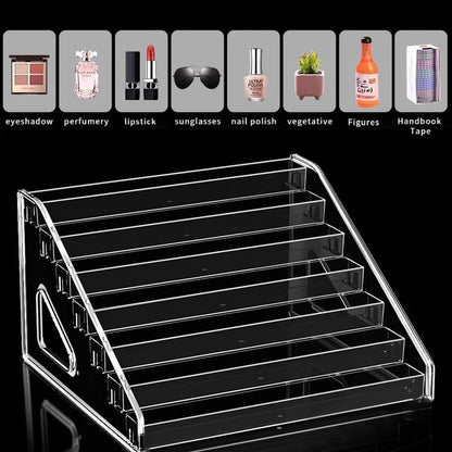 Acrylic 5 Tiers Riser Display Stand Cosmetic Organizer Nail Polish Perfume Makeup Clear Display Case Shelf