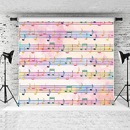 7x5FT Pink Theme Music Notes Backdrop Colourful Music Notation Photography Background for Newborn Girl Baby Shower 1st Birthday Senior Pictures Party Decorations Photo Booth Props Supplies - size: 7x5ft