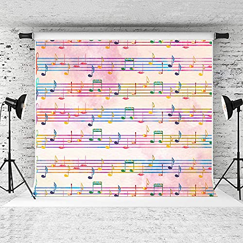 7x5FT Pink Theme Music Notes Backdrop Colourful Music Notation Photography Background for Newborn Girl Baby Shower 1st Birthday Senior Pictures Party Decorations Photo Booth Props Supplies - size: 7x5ft