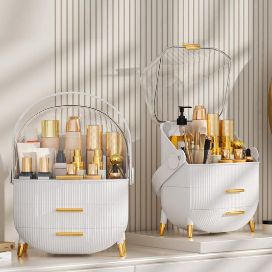 NestOrganix Makeup Organizer Skincare Organizers - Cosmetic Display Cases with Transparent Cover, SkinCare Organizers for Bathroom Countertop, Bedroom Vanity Desk, Lipstick Organizer, White Upgarde - color: White