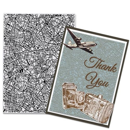 City Plan Background Embossing Folder, Plastic Textured Impressions Special Pattern Overhead View Embossing Folder Template for Card Making Scrapbooking Paper Craft Album Stamps DIY Décor